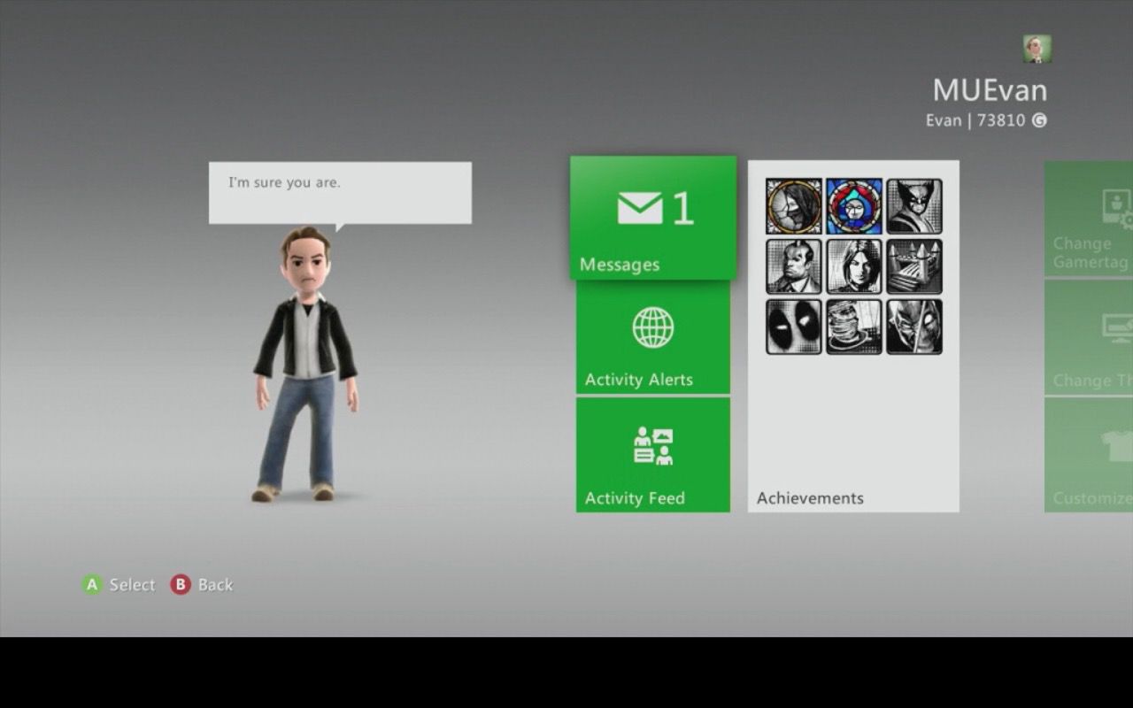 Perfil do Xbox 360.