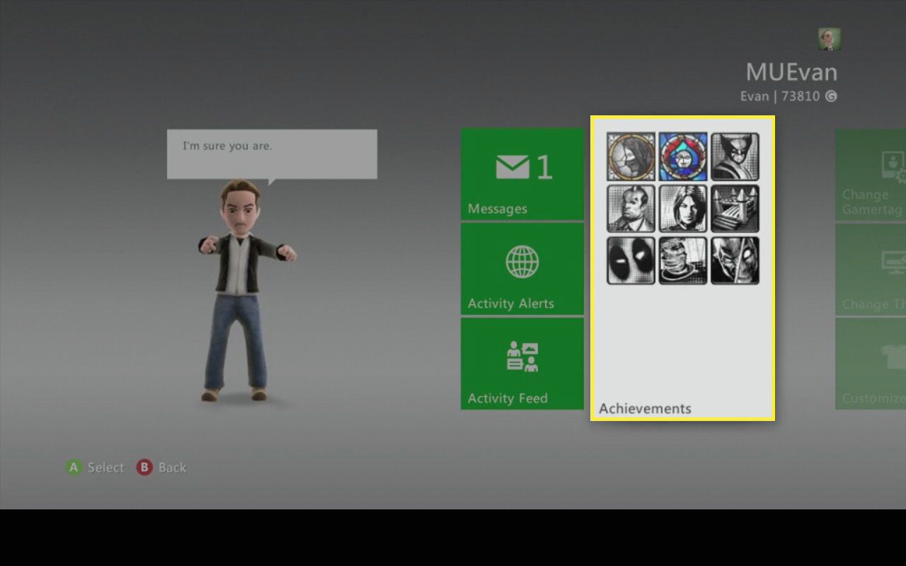 Perfil do jogador no Xbox 360.