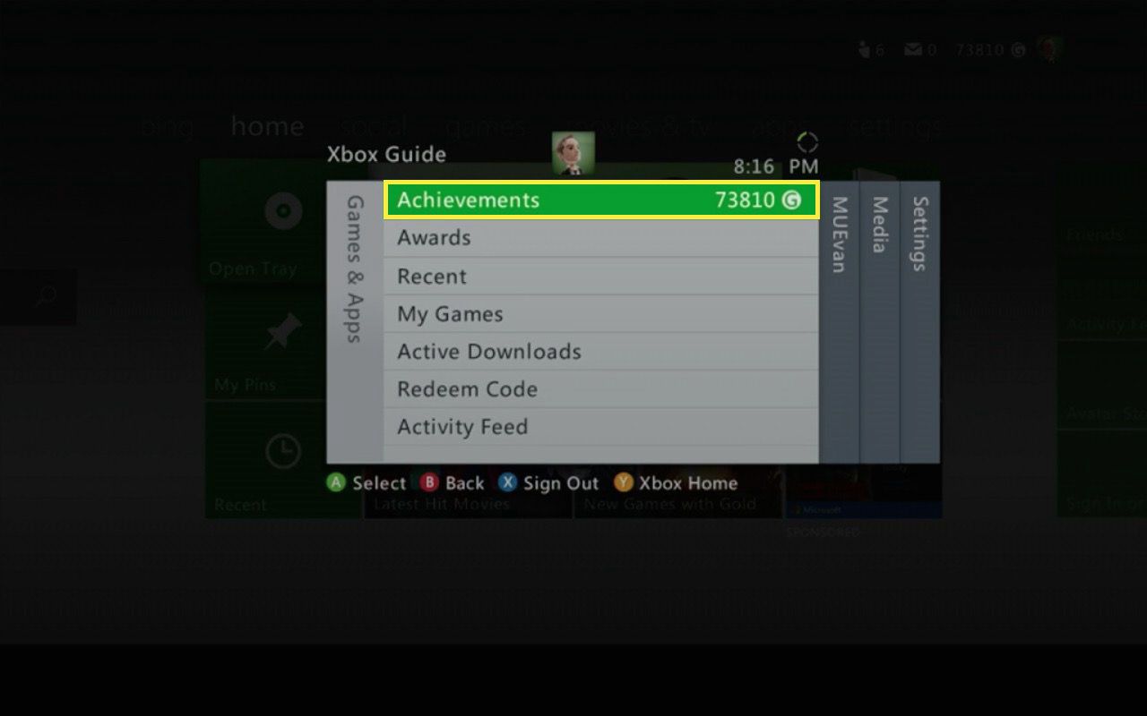 Guia Jogos e Aplicativos no Xbox 360.