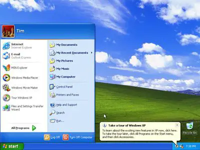 Captura de tela da área de trabalho do Windows XP
