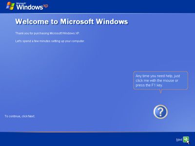 Captura de tela do Assistente de boas-vindas ao Microsoft Windows