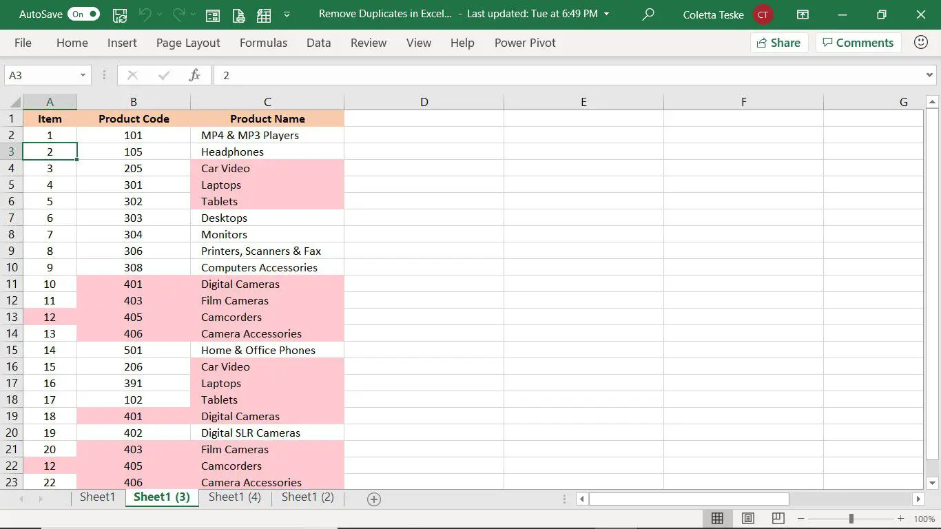 Os dados selecionados para remover duplicatas encontrados são apenas colunas especificadas no Excel