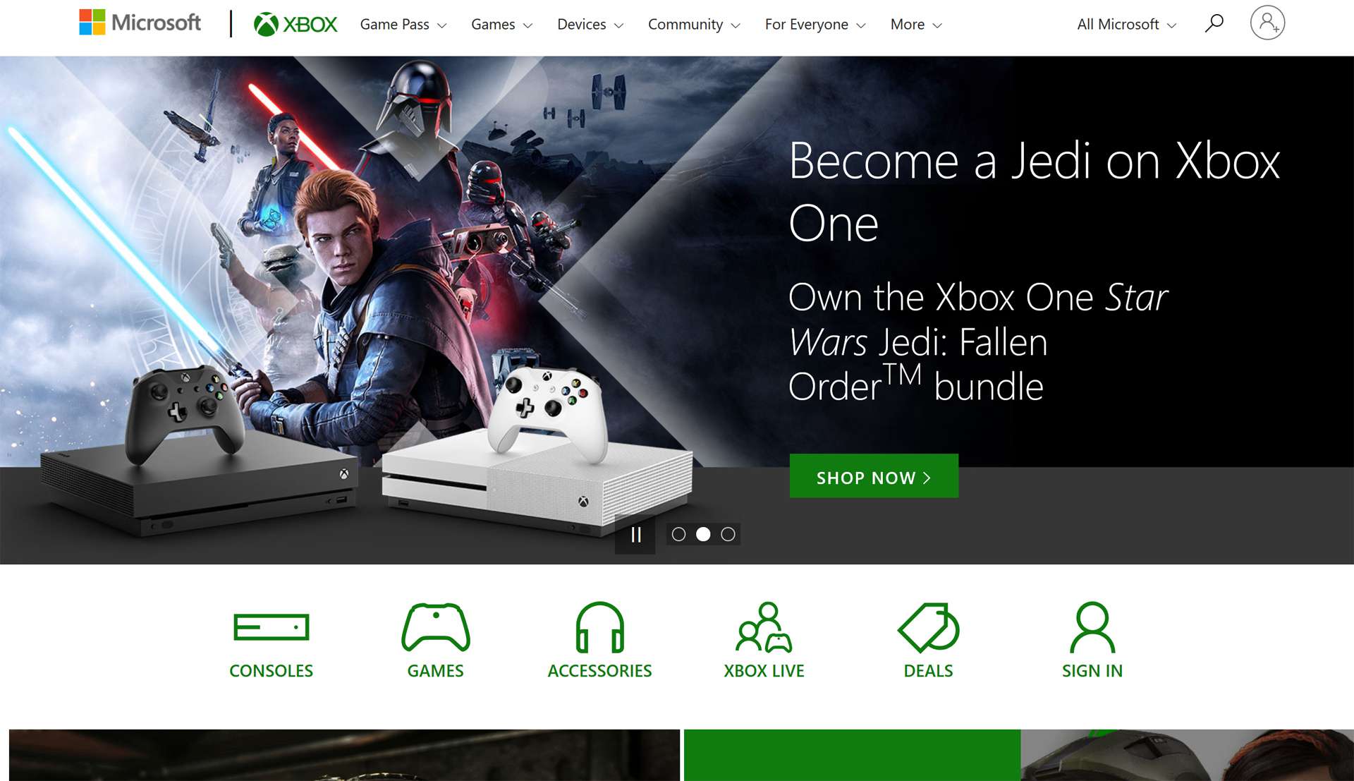 Captura de tela do site do Xbox.