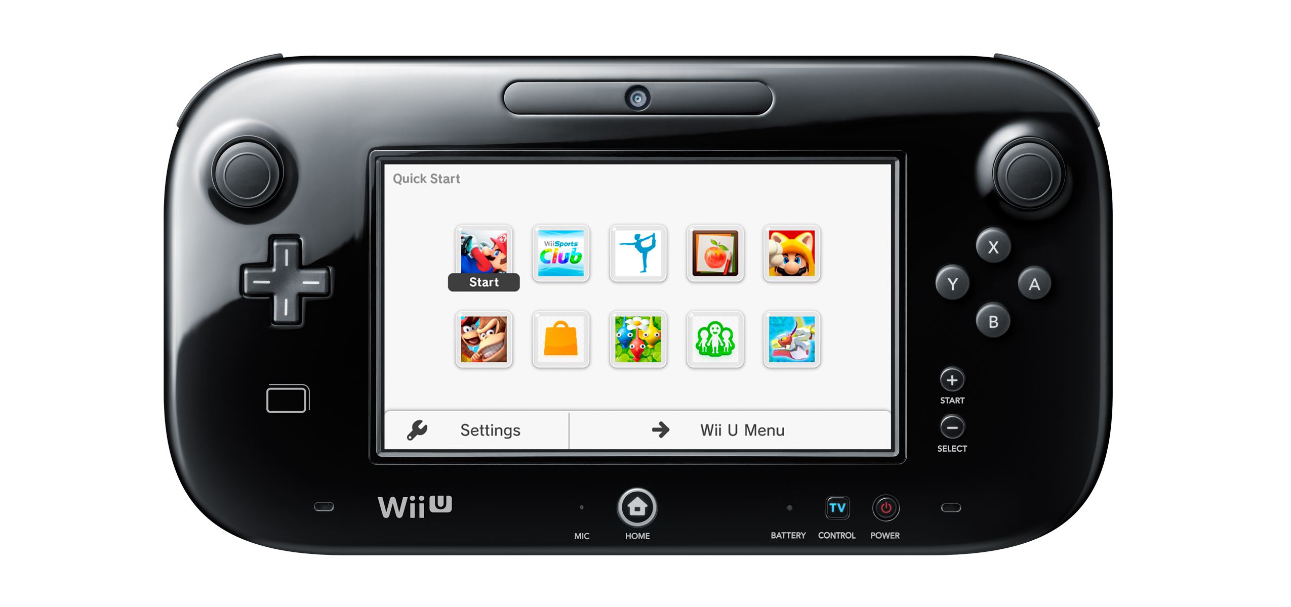 Menu de início rápido do gamepad Wii U