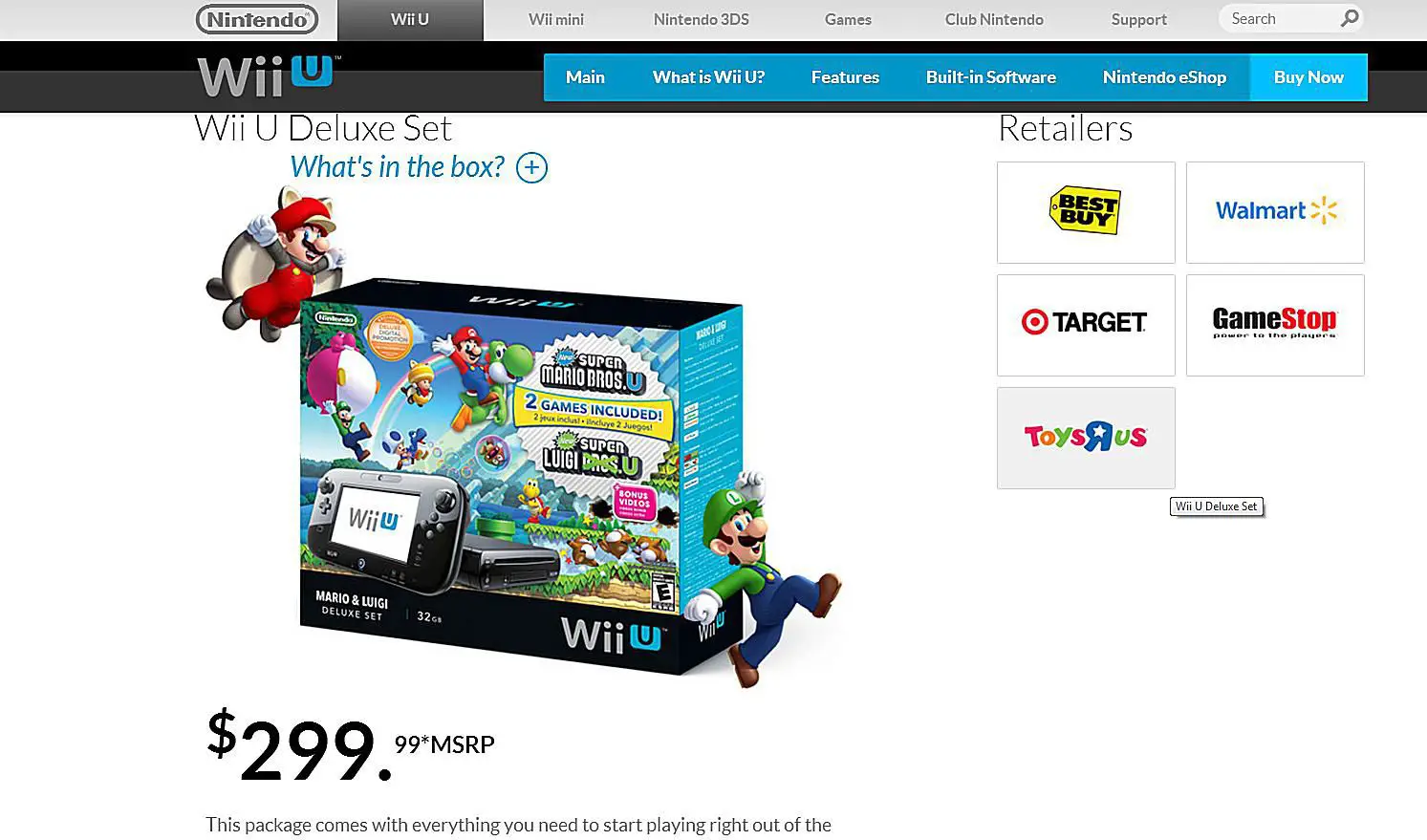 Uma etiqueta de preço Wii U