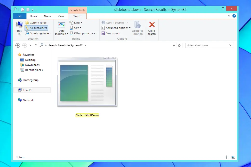 SlideToShutDown arquivo do Windows 8