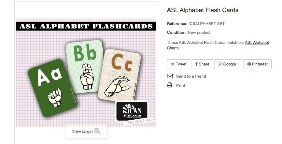 Captura de tela de ASL Alphabet Flash Cards para autógrafos de bebês