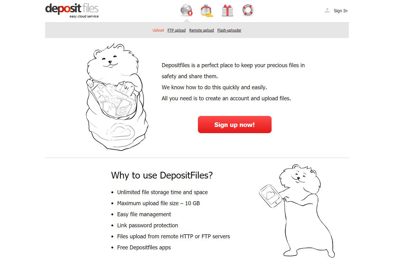 Captura de tela de DepositFiles