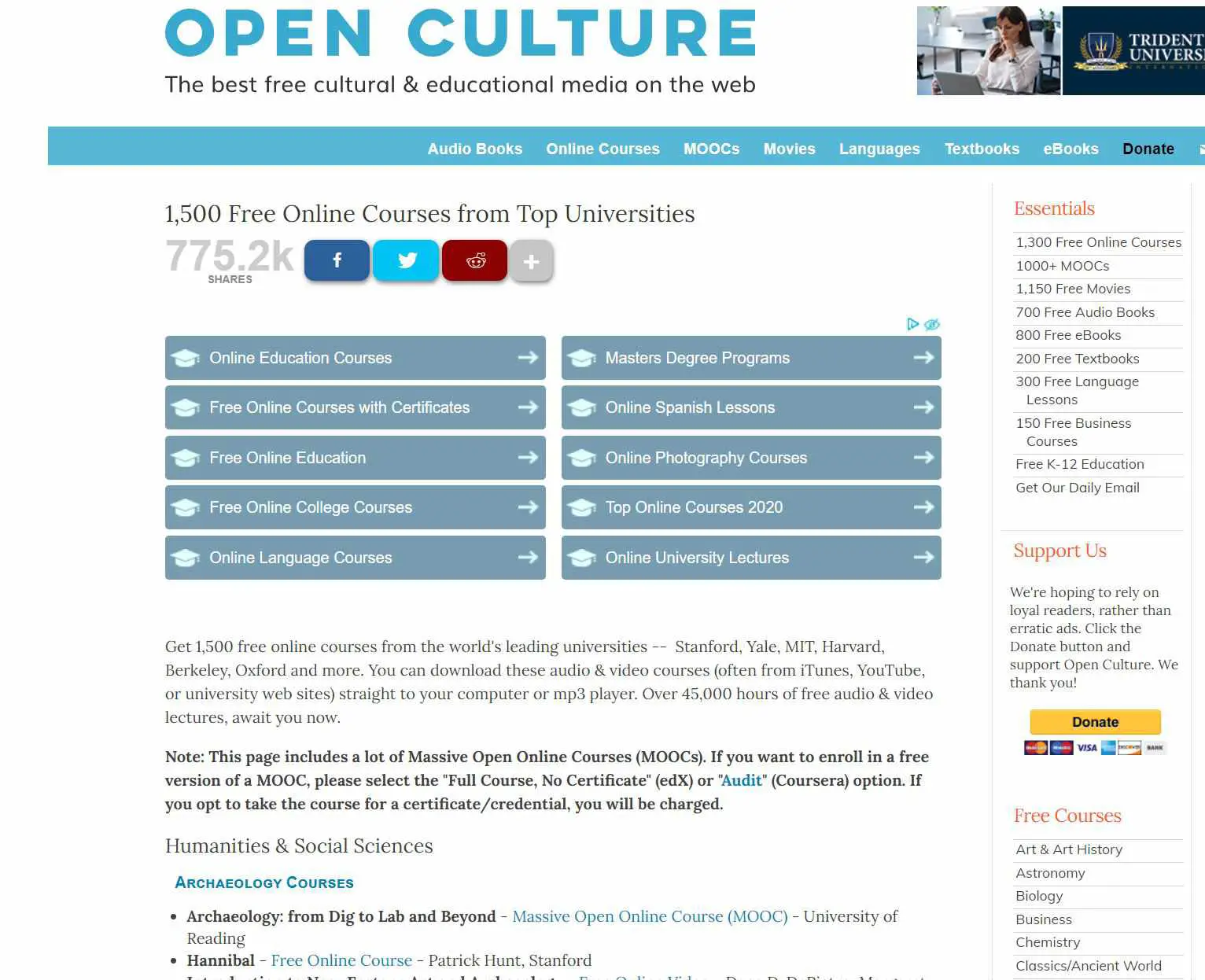 Página inicial da cultura aberta