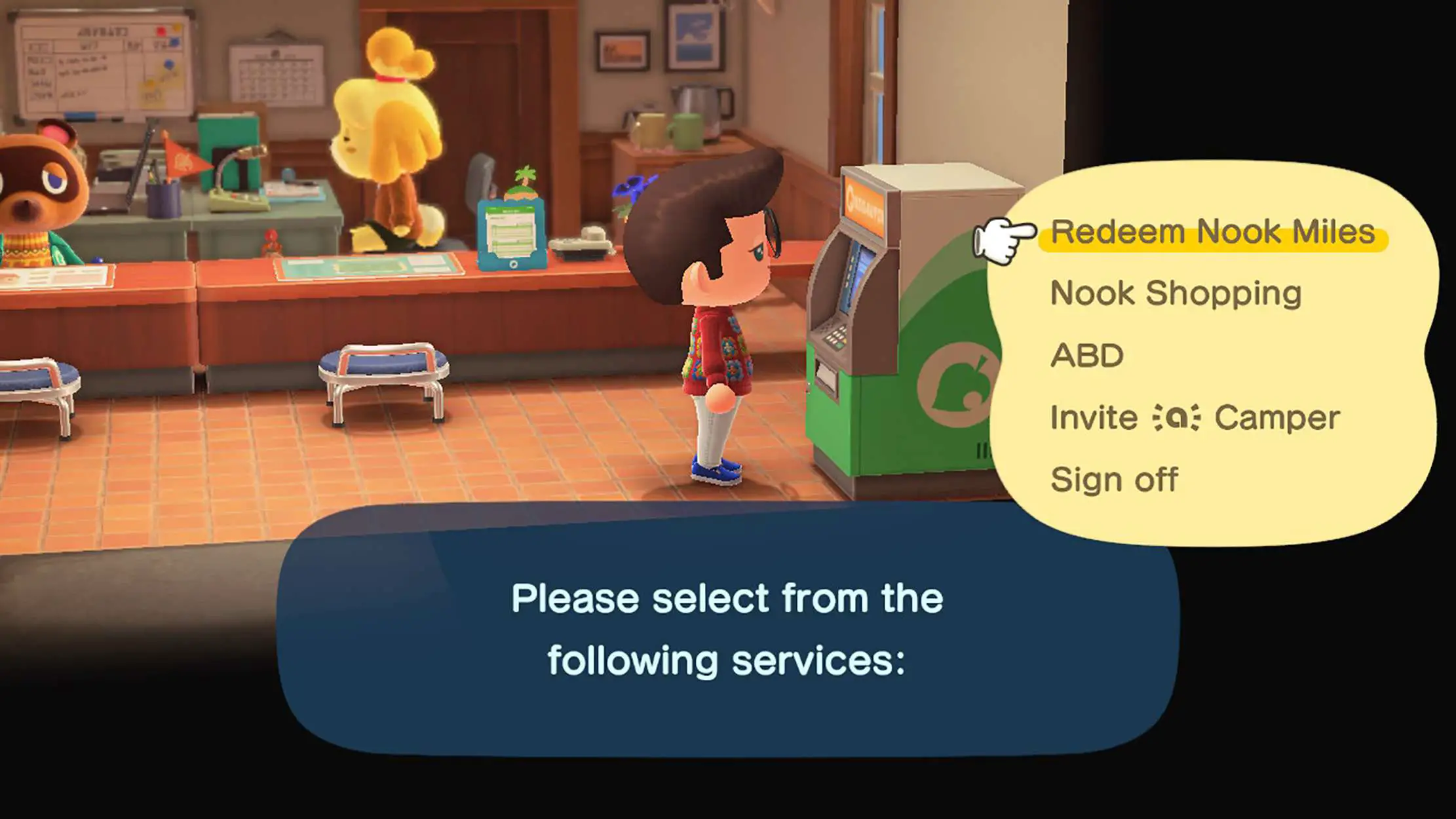Captura de tela do terminal Nook Stop do Animal Crossing