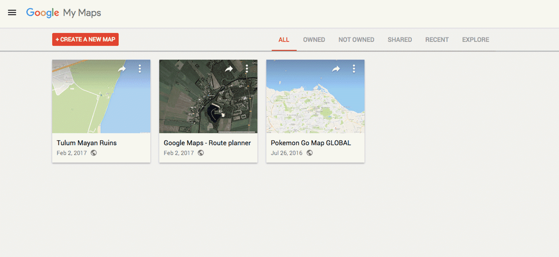 Google My Maps mostrando mapas personalizados