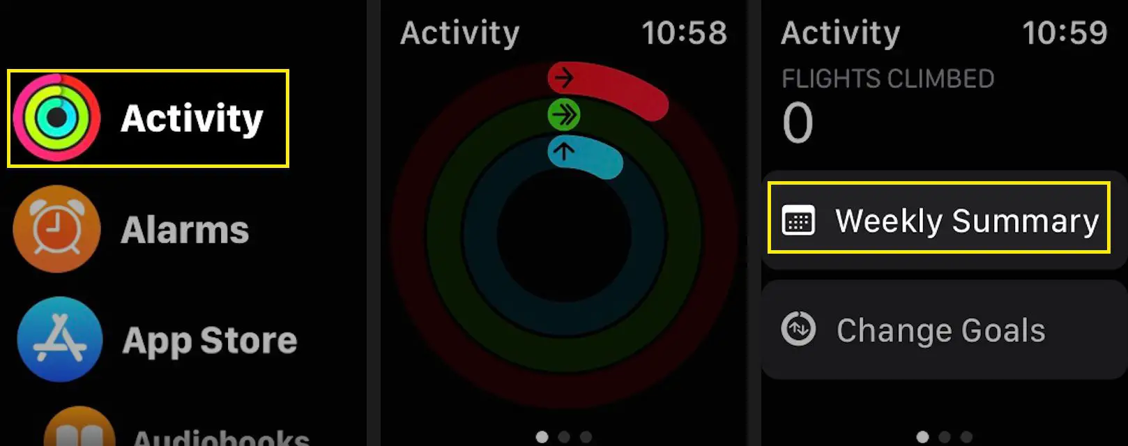 Visualize seu resumo semanal no aplicativo Apple Watch Activity
