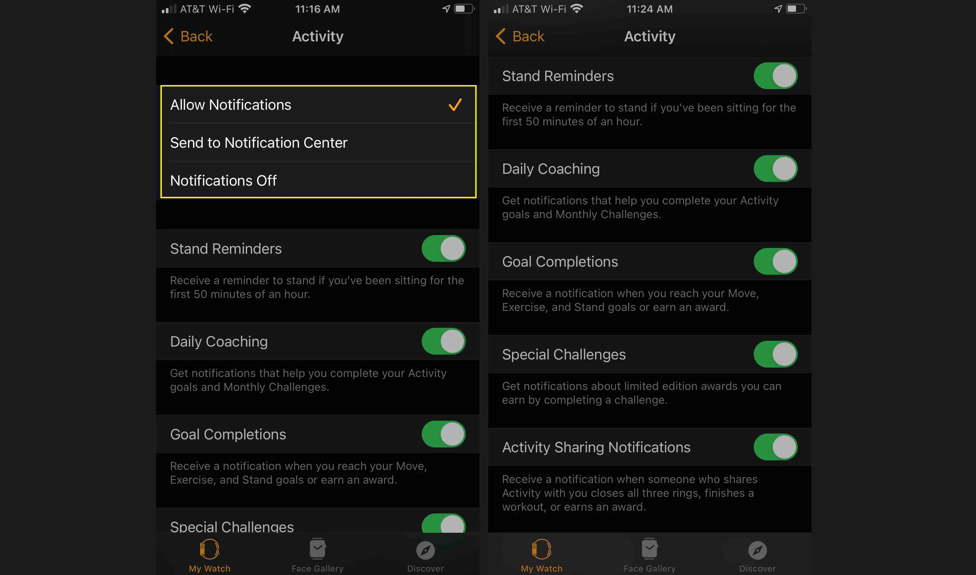 Personalize as notificações do aplicativo Apple Watch Activity