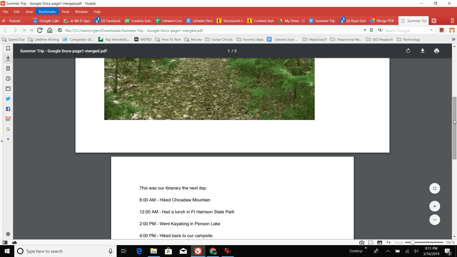 Captura de tela de um documento PDF mesclado com páginas em formatos diferentes