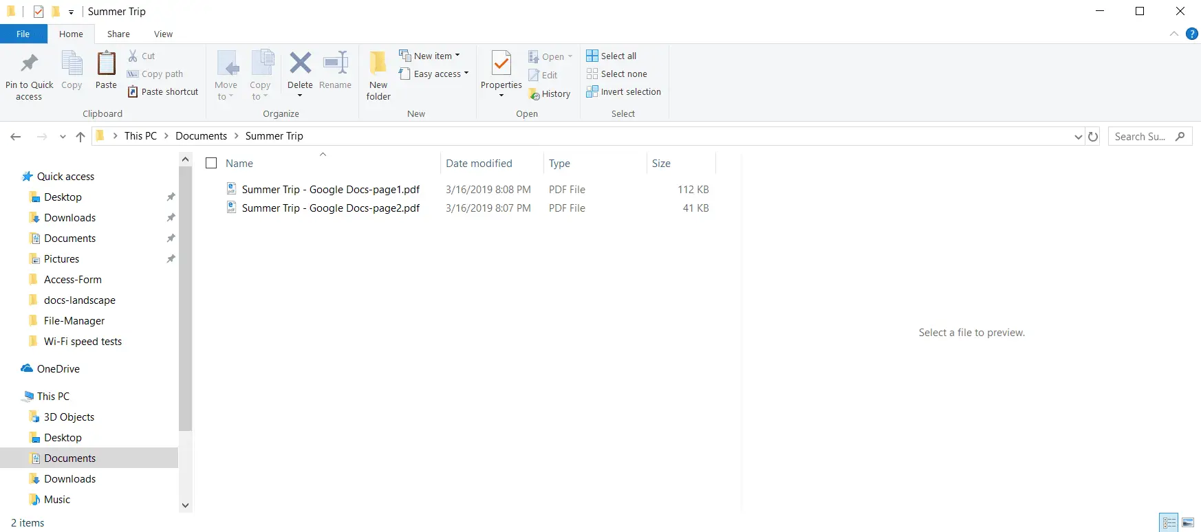 Captura de tela mostrando vários arquivos PDF para um documento do Google Docs