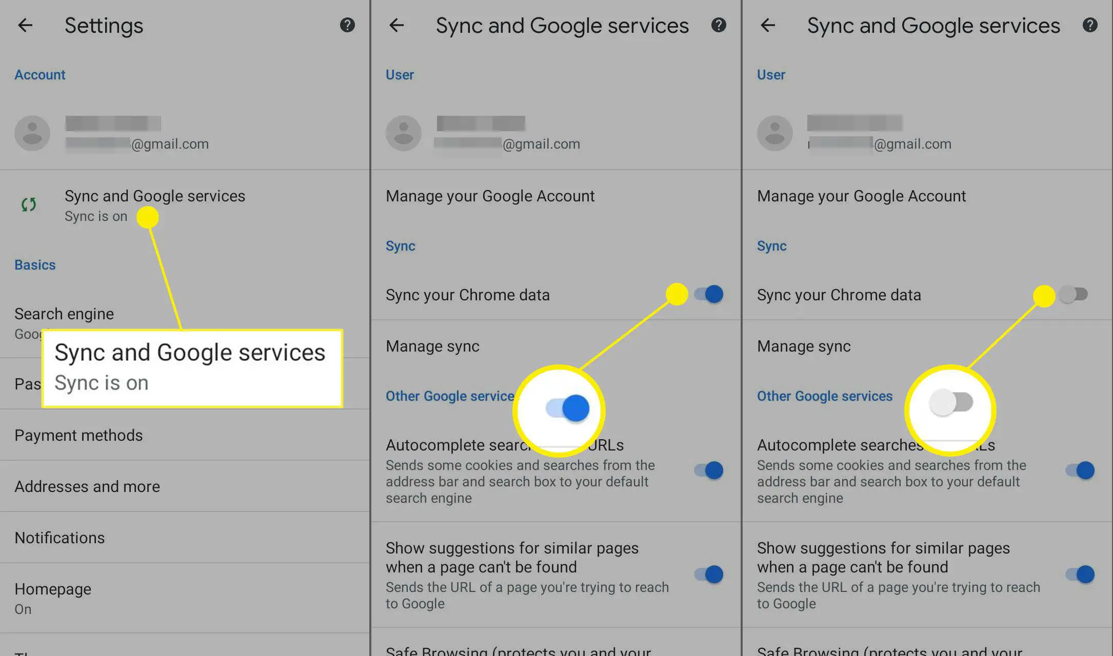 Como desligar a sincronização do Google Chrome no Android