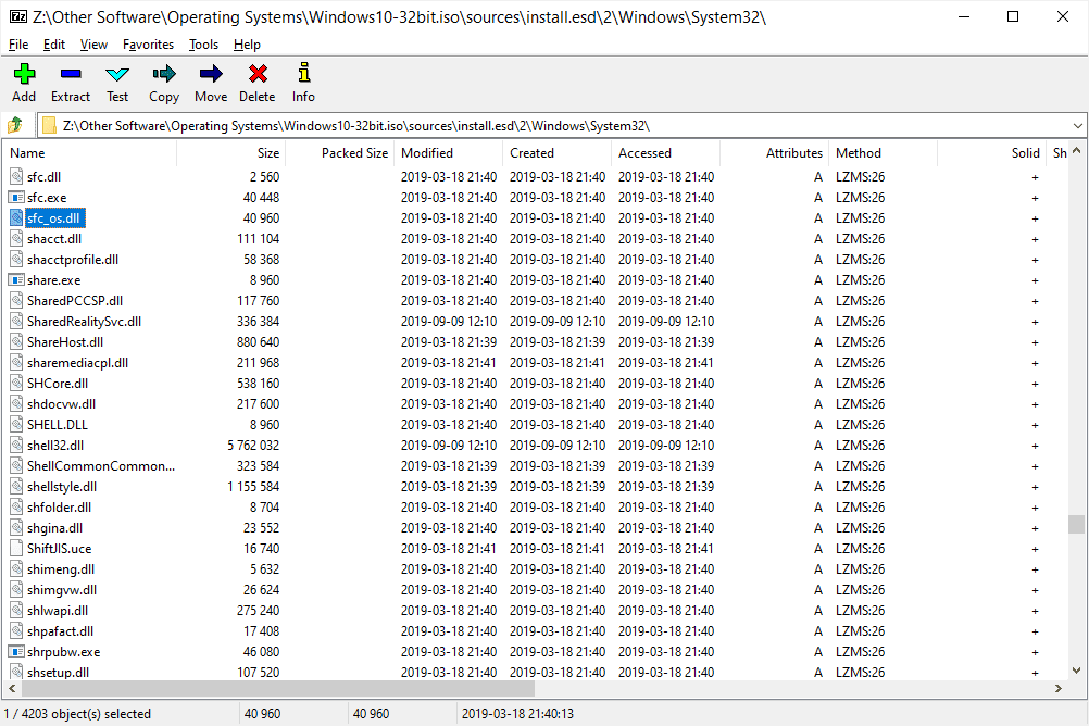 Arquivo DLL sfc_os no Windows 10 ISO