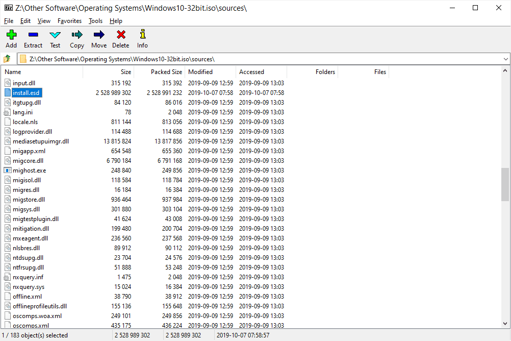 arquivo install.esd no Windows 10 ISO