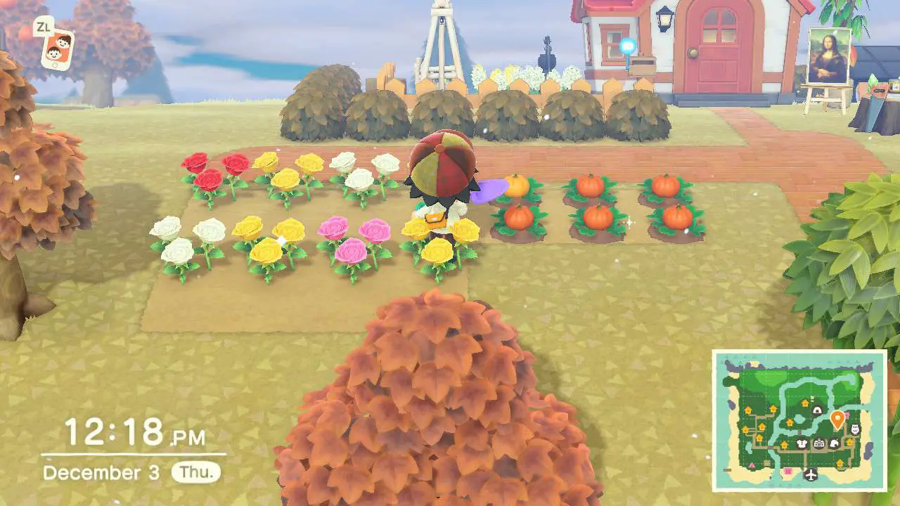 Canteiro de flores Animal Crossing em fileiras para reprodução