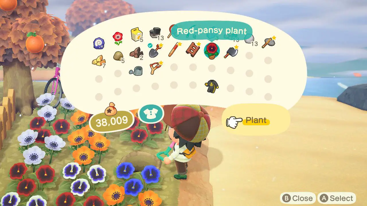 Personagem de Animal Crossing com flores em estoque