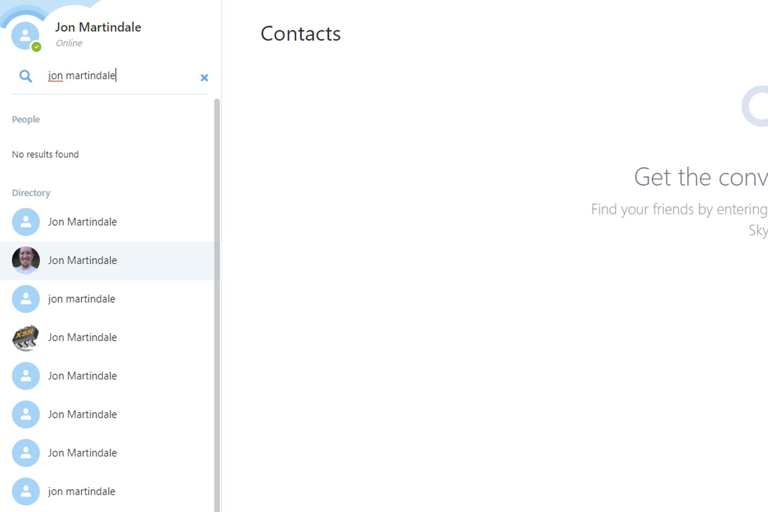 Adicionar contatos no Skype para web