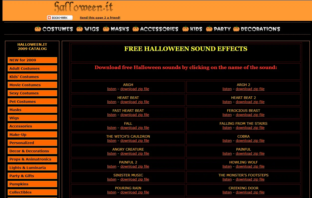 Downloads de som grátis em Halloween.it