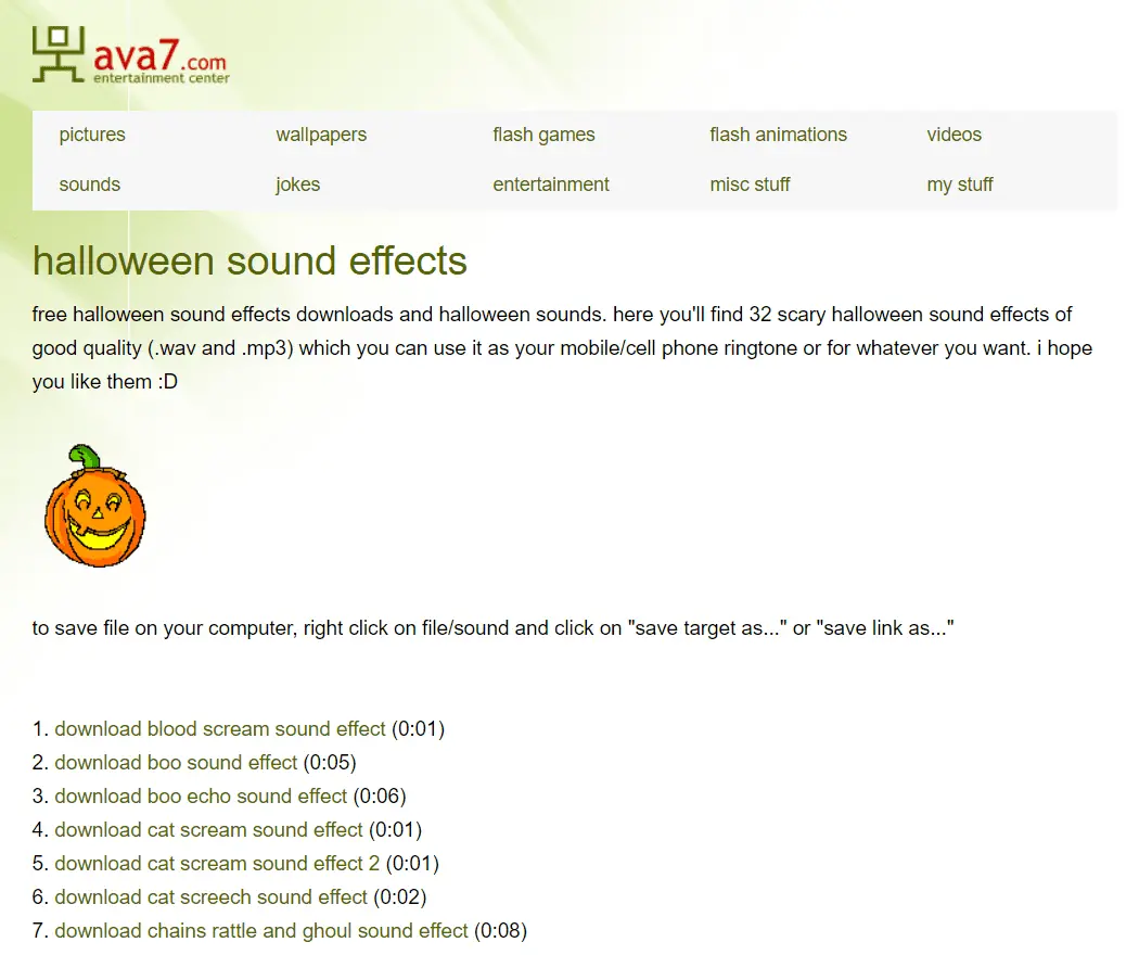 Downloads gratuitos de sons de halloween em ava7