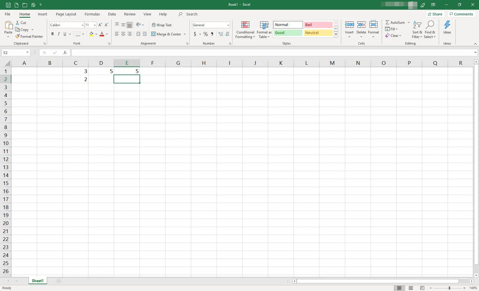Planilha do MS Excel com várias células preenchidas