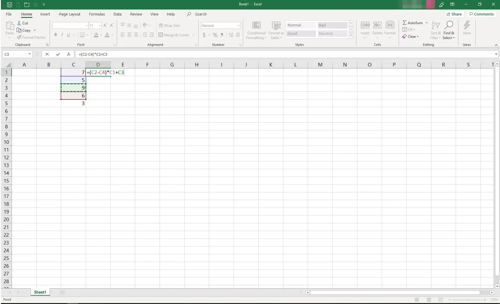 MS Excel com fórmula em andamento