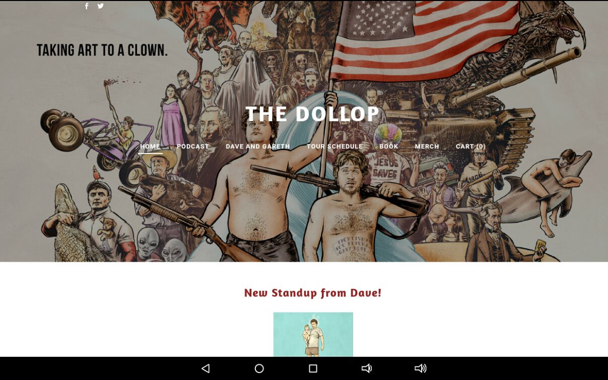 A página inicial do Dollop