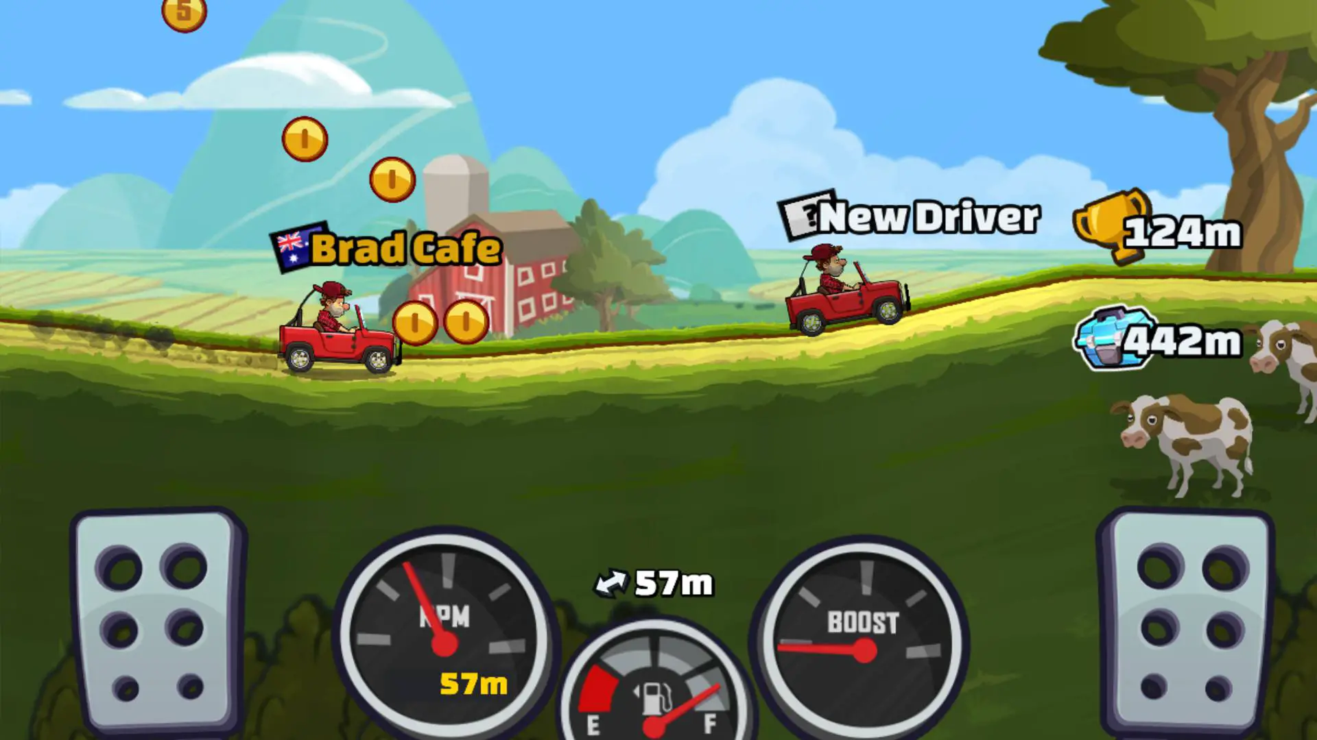 Uma captura de tela do Hill Climb Racing 2