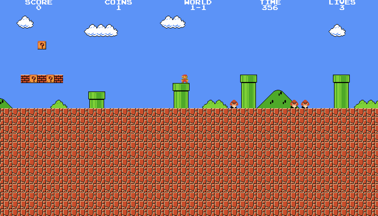 Mario está em um tubo no Super Mario Emulator