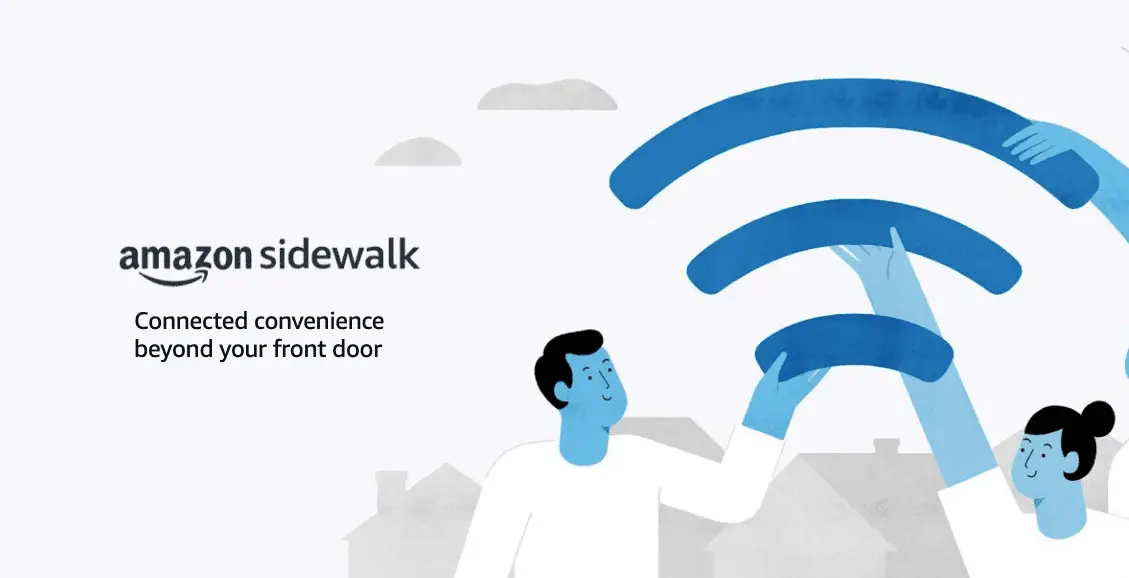 Imagem de banner do Amazon Sidewalk mostrando como as pessoas estão convenientemente conectadas