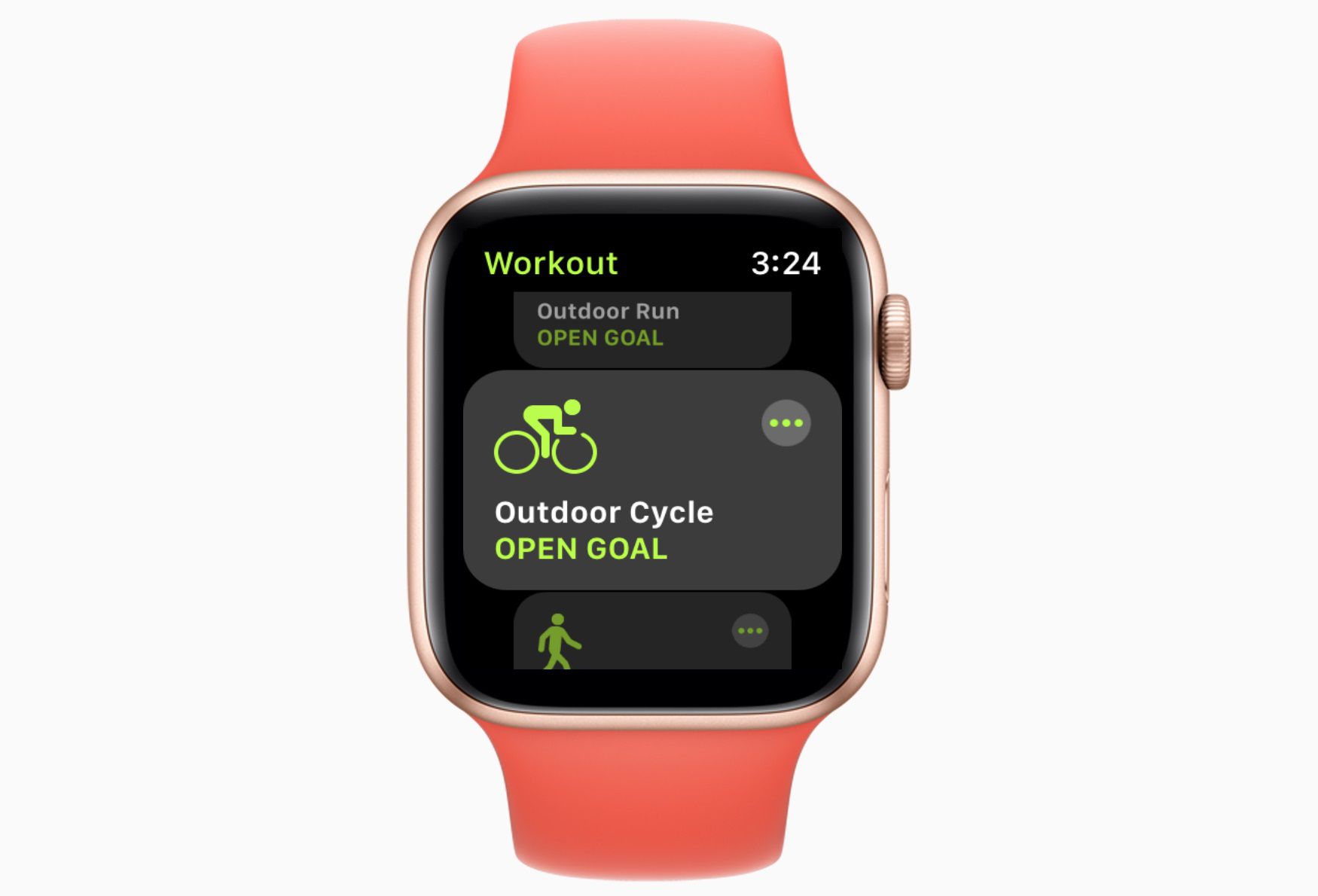 Tela de treino do Apple Watch com Outdoor Cycle na tela