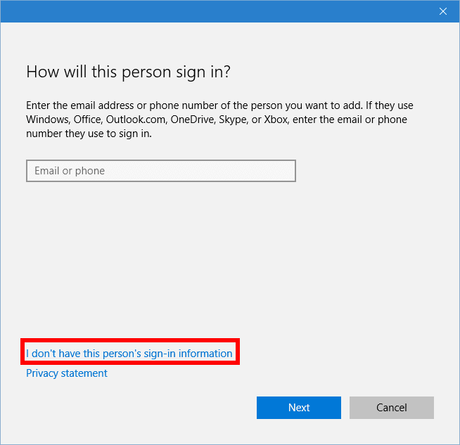 O Windows 10 dificulta a criação de uma conta local.