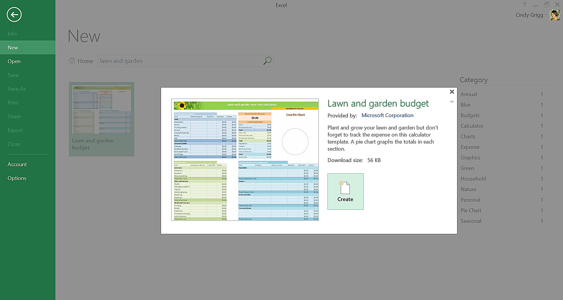 Modelo de orçamento para gramado e jardim e imprimível para Microsoft Excel