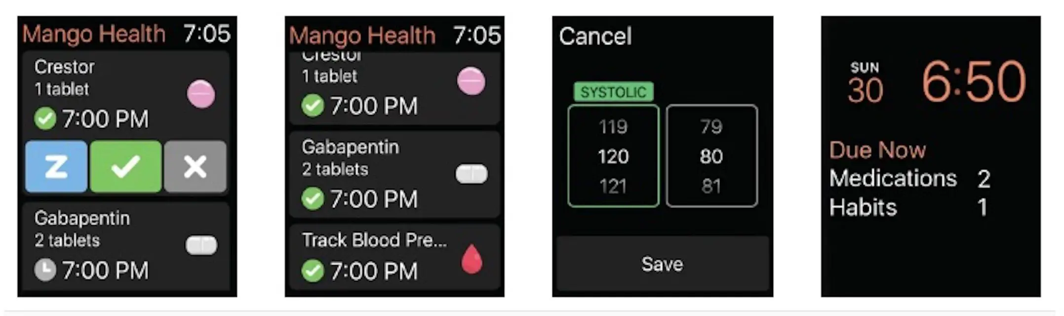 Aplicativo de lembrete de medicação Mango Health para Apple Watch