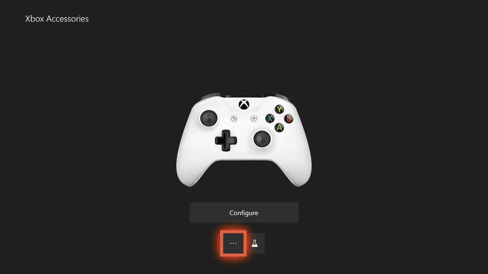 Uma captura de tela do menu de acessórios do Xbox One.
