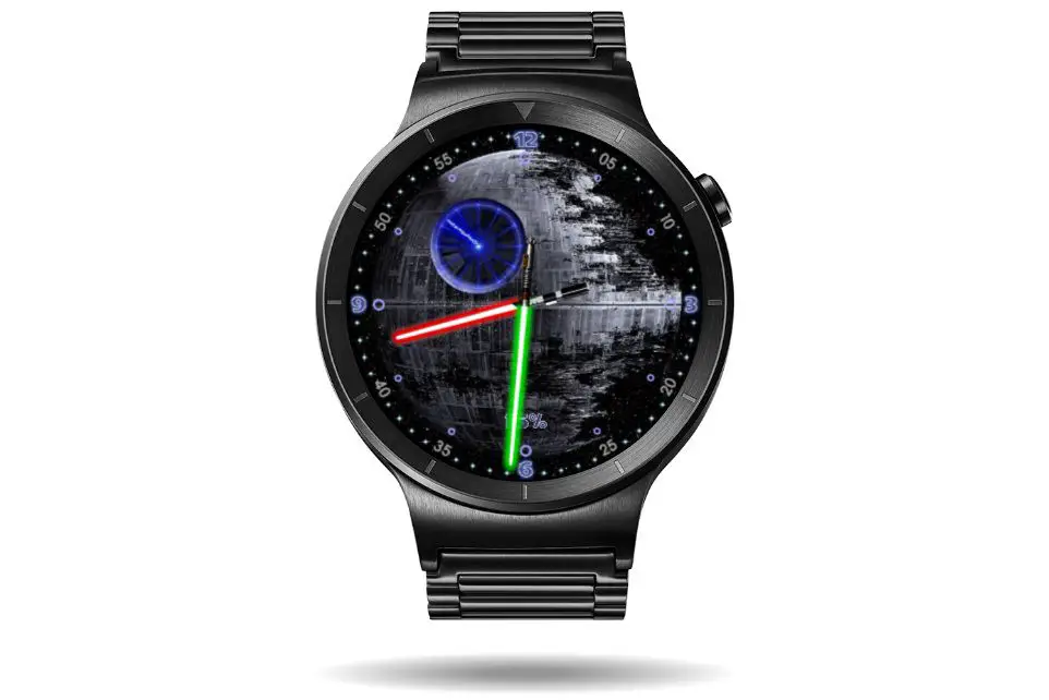 Face do relógio da Estrela da Morte em um relógio Samsung Galaxy