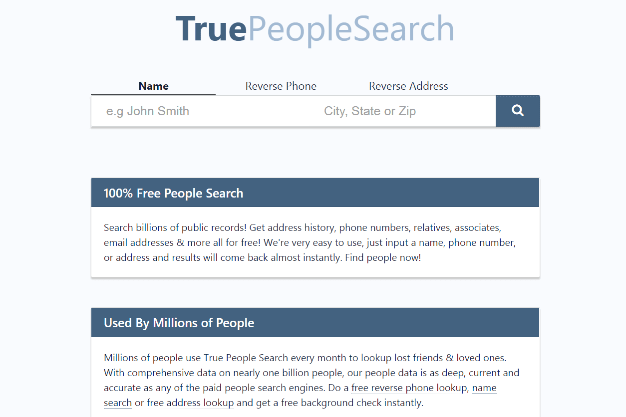 Localizador de pessoas TruePeopleSearch.com