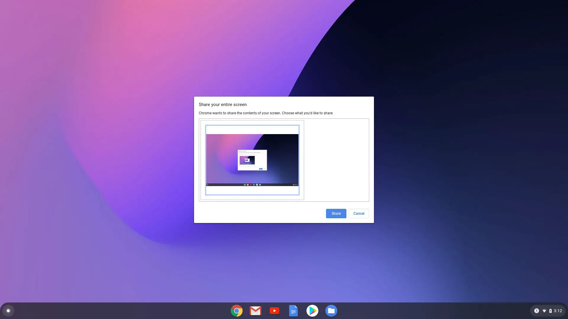 Seleção de tela do Chrome OS Chromecast