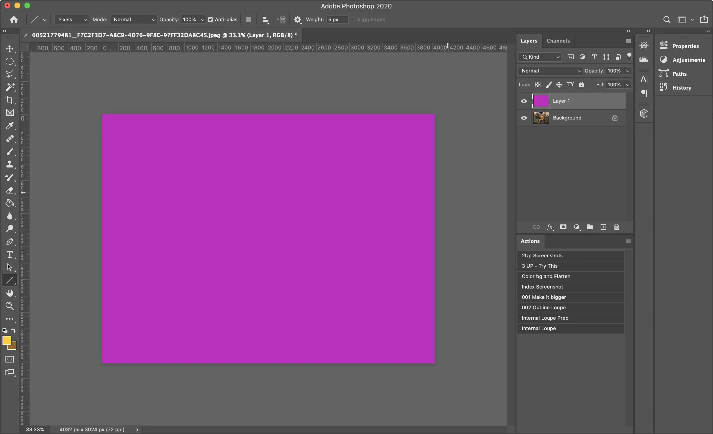 Uma captura de tela do Photoshop mostrando uma camada de cor sólida