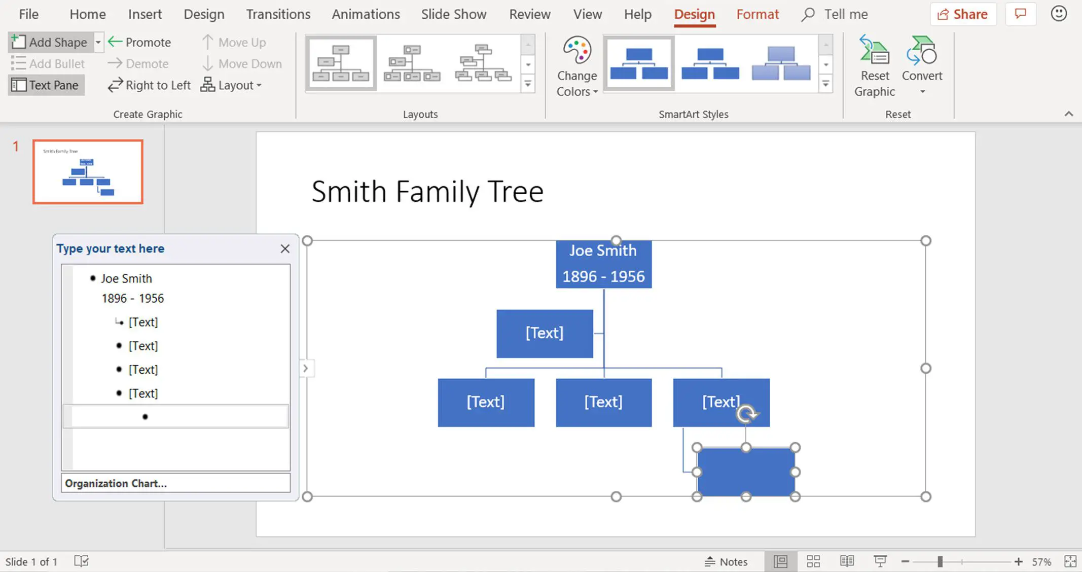 Uma captura de tela mostrando como adicionar uma nova forma a um gráfico SmartArt no PowerPoint