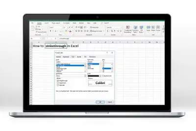 Uma captura de tela do Excel mostrando um exemplo de recurso tachado.