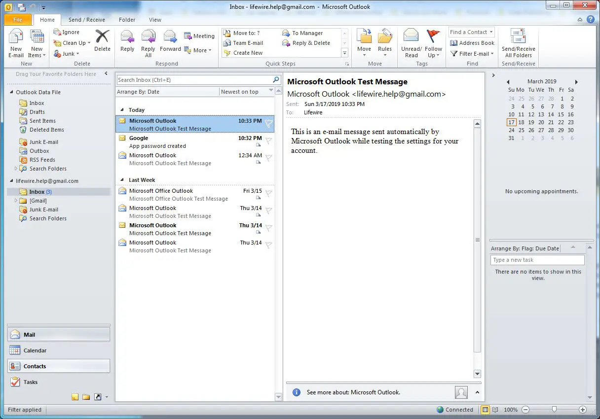 Guia inicial do Outlook 2010 com Contatos selecionados