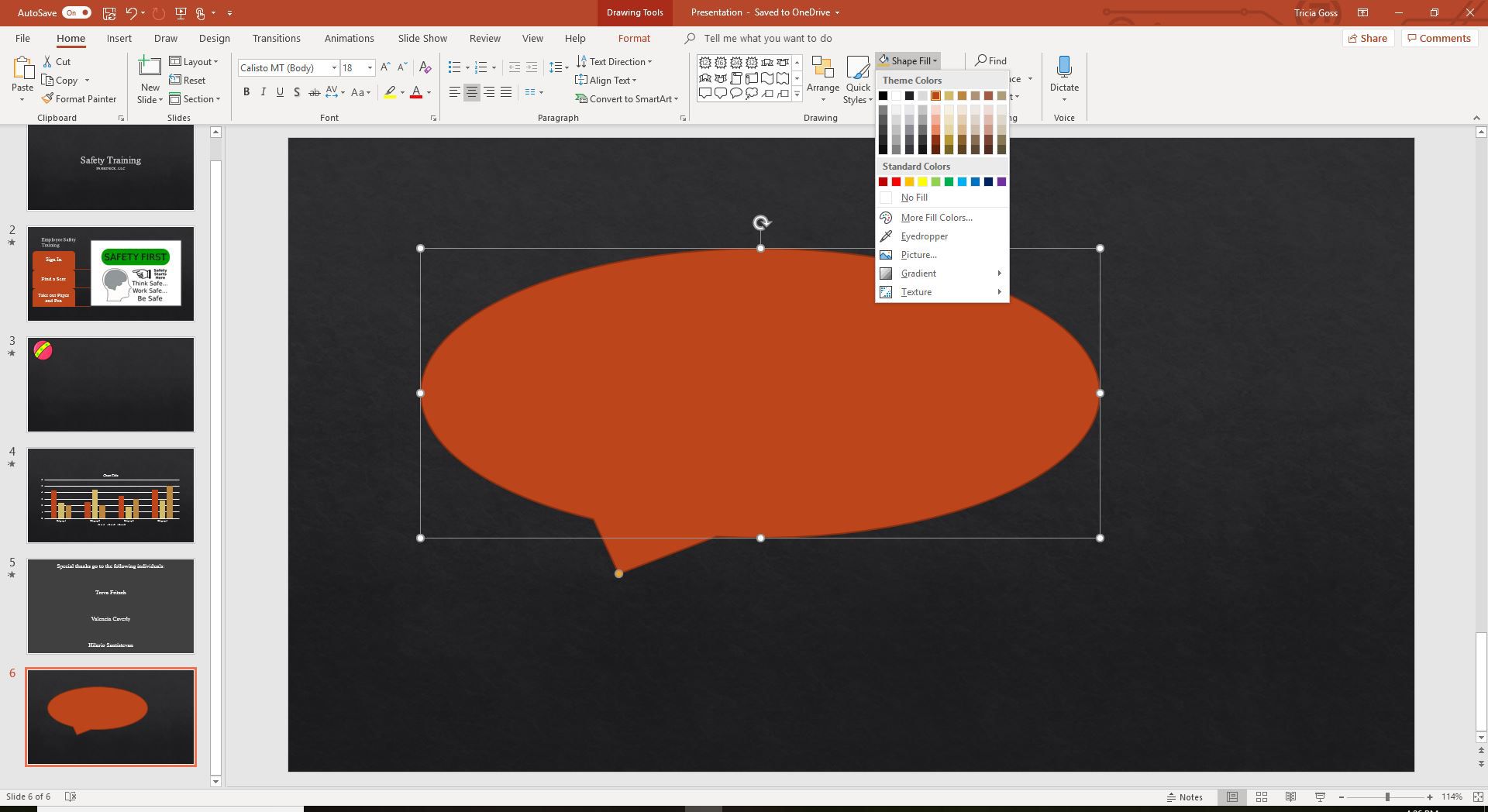 Uma captura de tela do preenchimento da forma do PowerPoint.