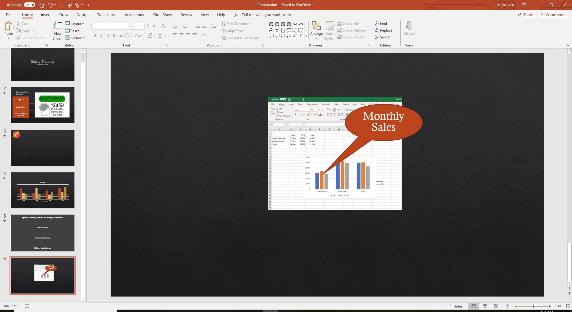 Uma captura de tela do direcionamento do ponteiro de texto explicativo para o objeto no PowerPoint.