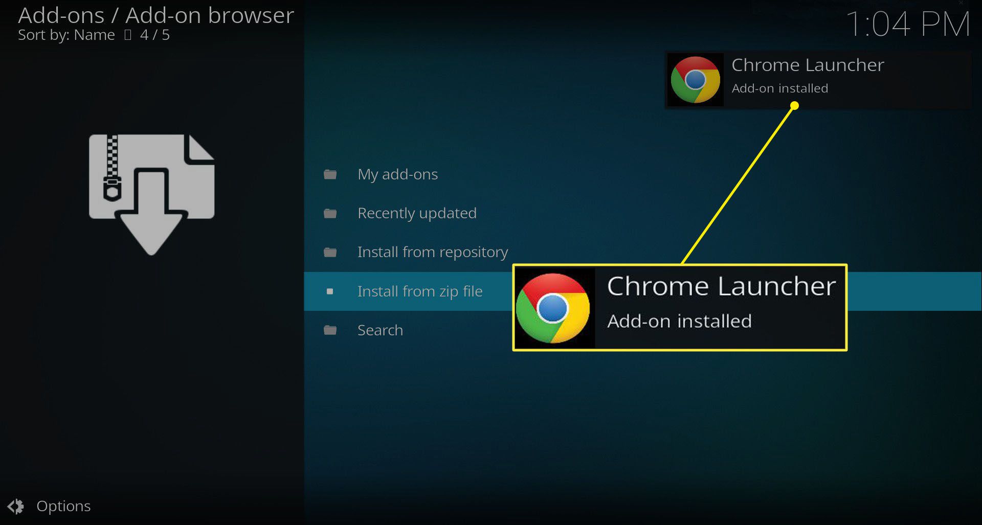 Chrome Launcher instalado com sucesso