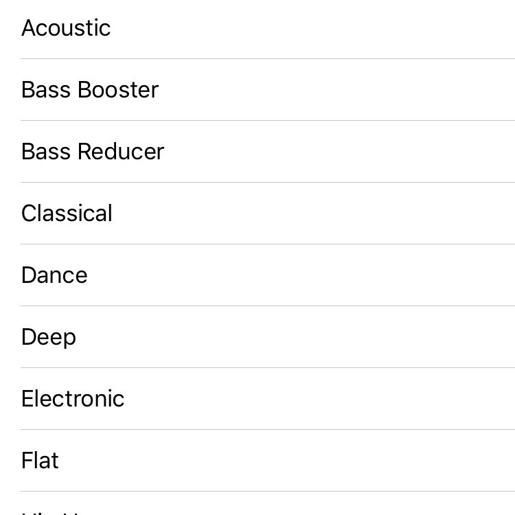 configurações de música eq no iPhone