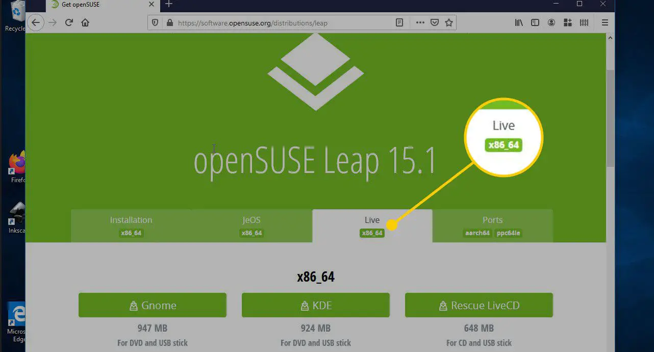 Guia ao vivo no site do openSUSE Leap